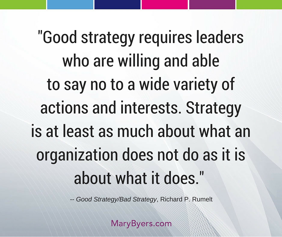 Good strategy requires leaders who are willing and able to say no